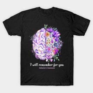 I Will Remember For You Butterfly Alzheimer's Awareness T-Shirt